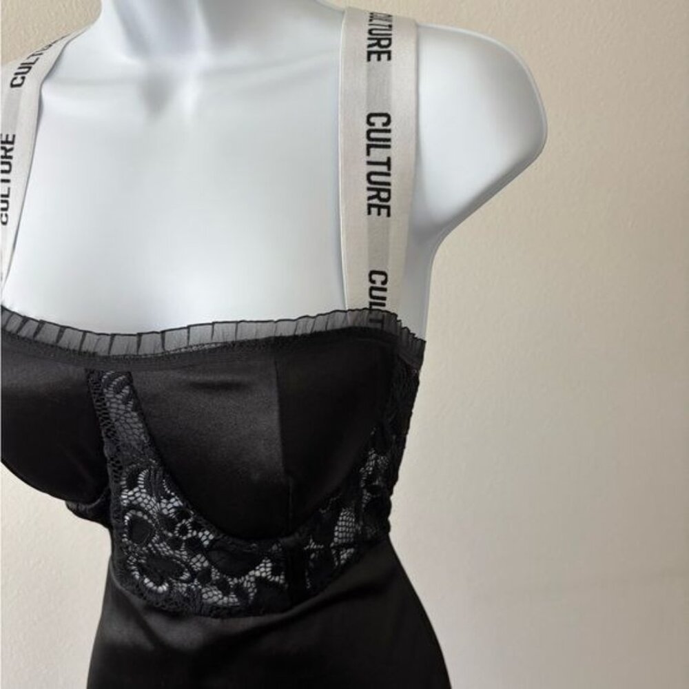 Satin Dress Medium Lace Mesh Ruffle Bustier BodyCon Festival Dark Fairy Romantic - Picture 10 of 12